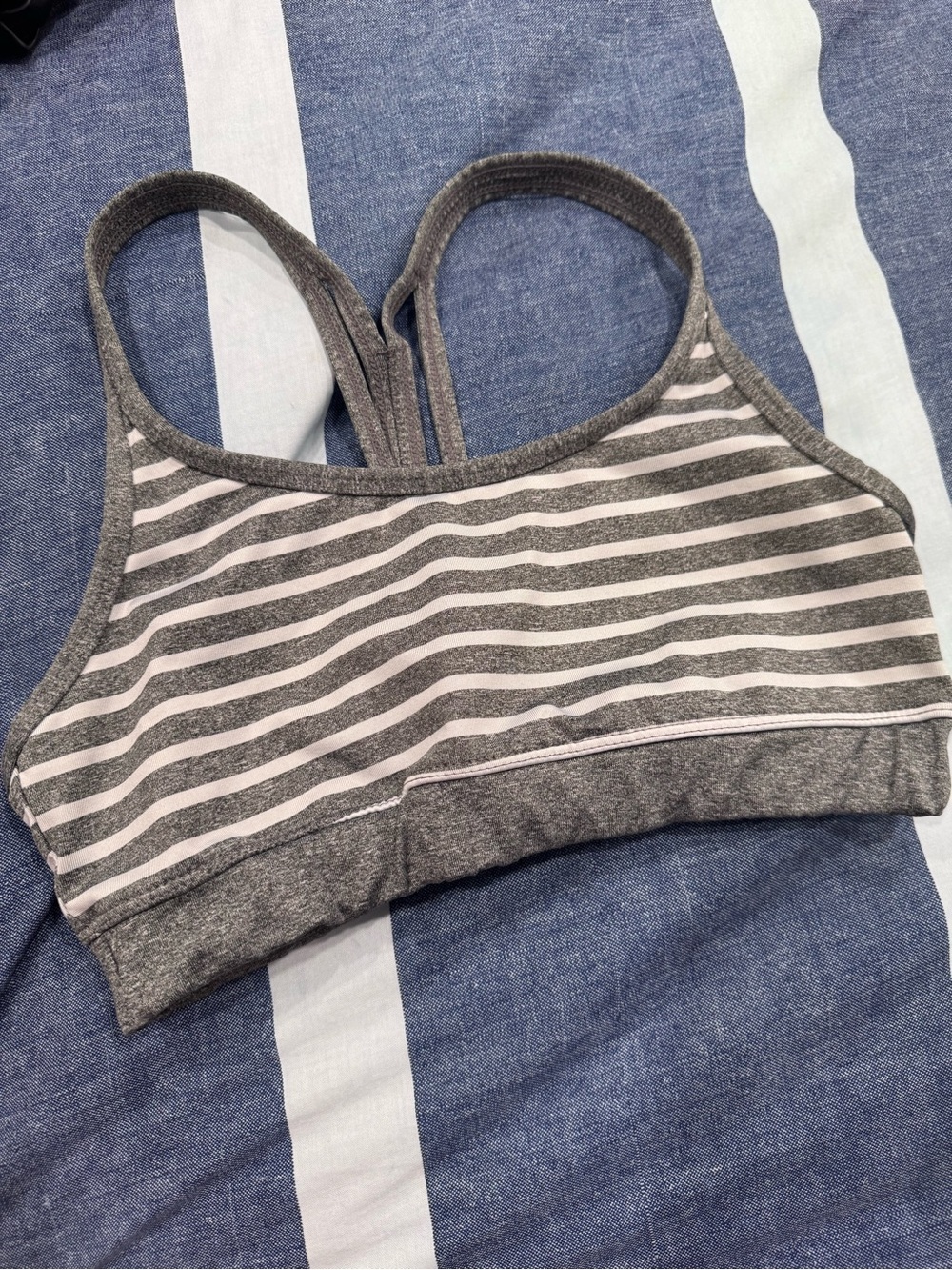 Jockey Gray & Light Pink Striped Racerback Sports Bralette - Picture 1 of 4